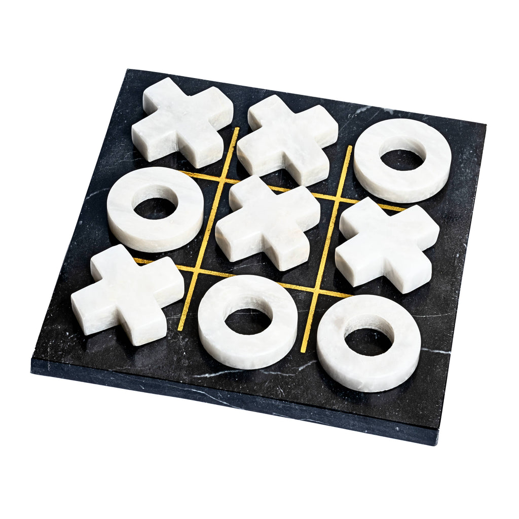 Marble Tic Tac Toe Game: Black & White