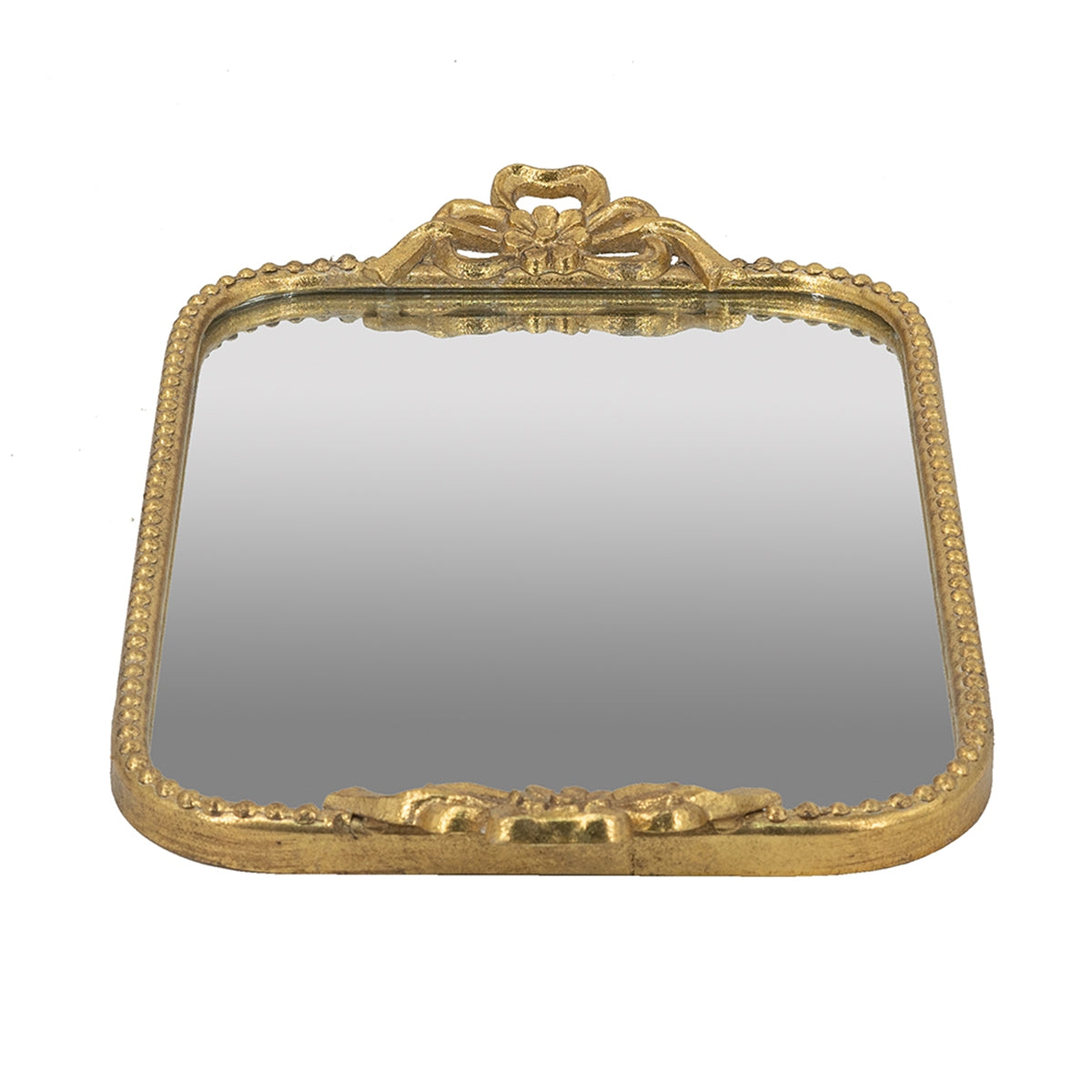 Ornate Gold Accent Tray with Mirrored Surface - Gold