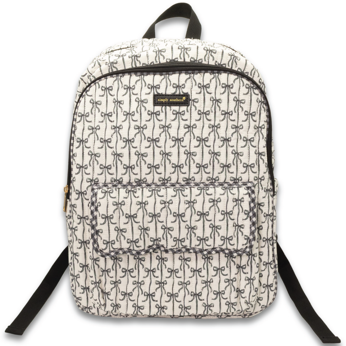 Simply Southern® Quilted Backpack: Black Bow