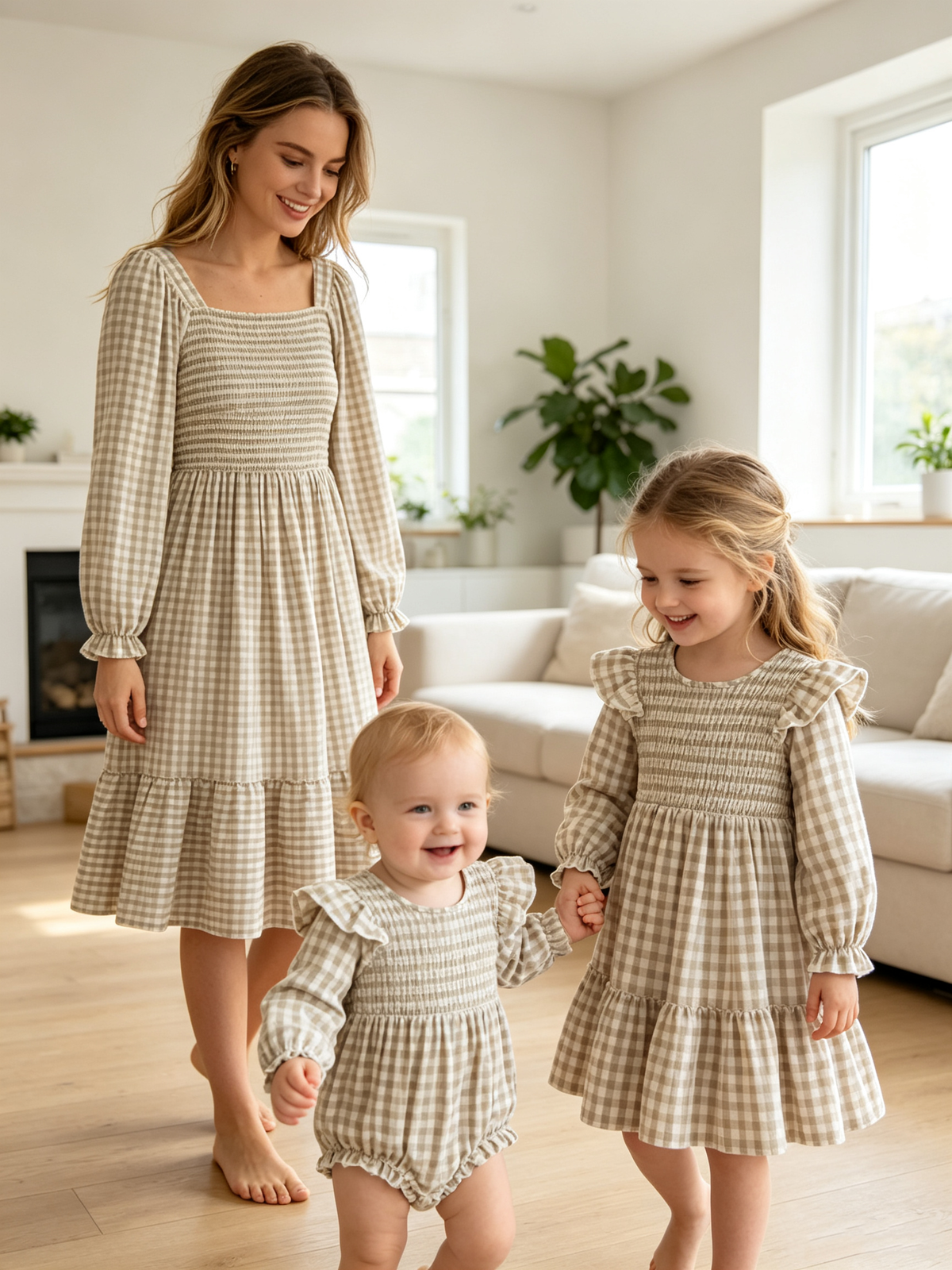 Mommy & Me Plaid Dresses & Baby Bubble
