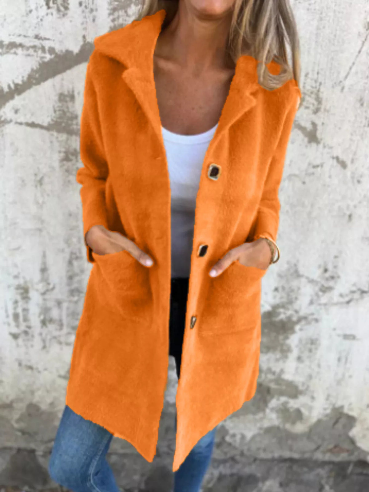 Full Size Button-Down Long Sleeve Longline Coat