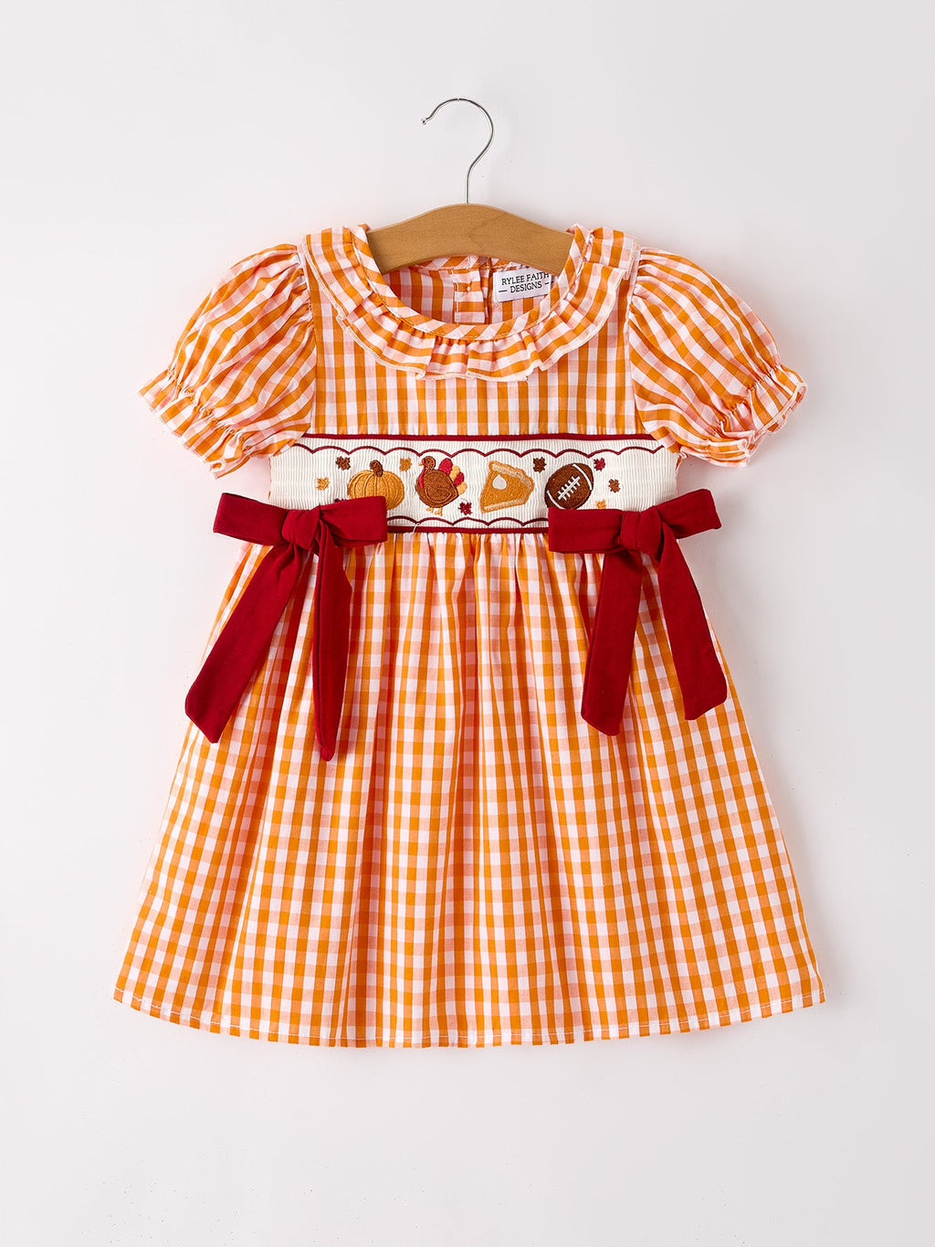Fall Turkey Embroidered Dress for Girls