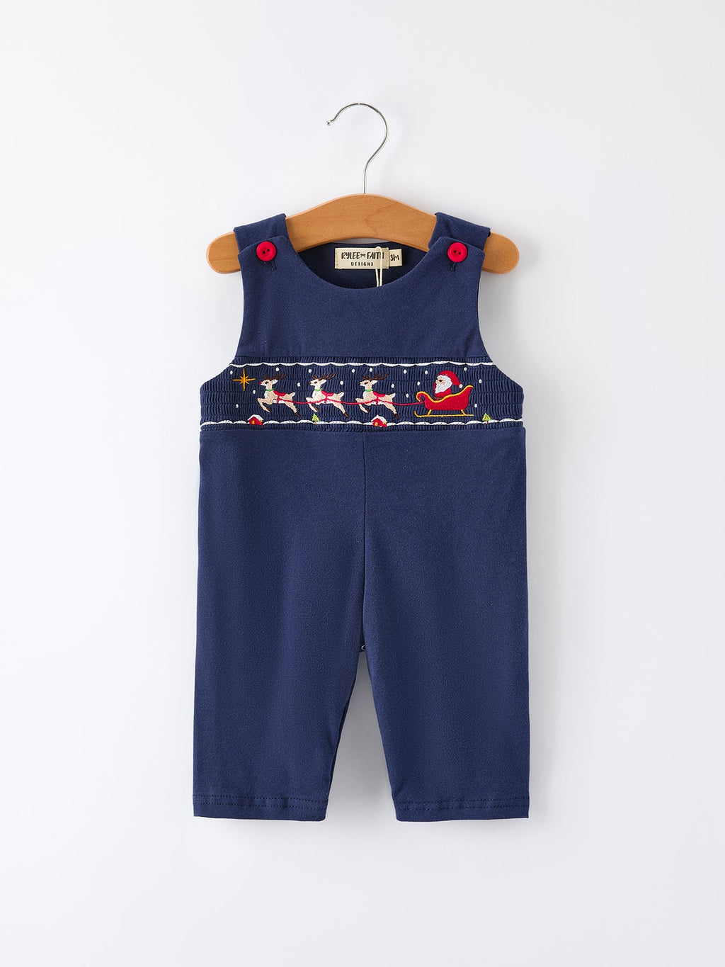 Christmas Boys Romper: Navy with Santa Sleigh