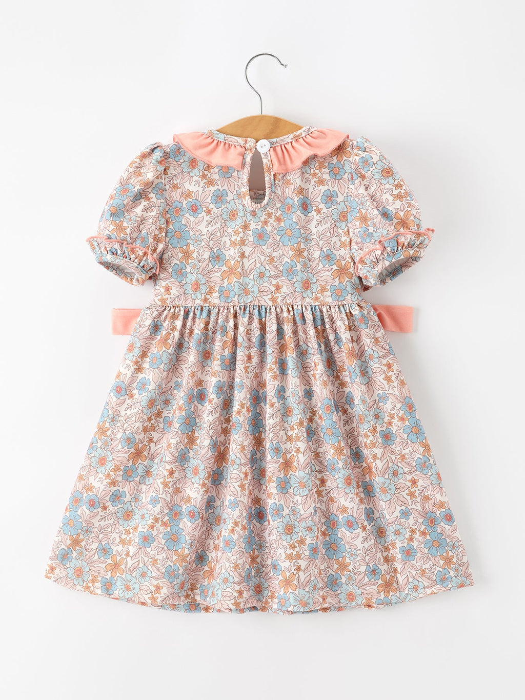 Floral Smocked Ruffle Neck Dress