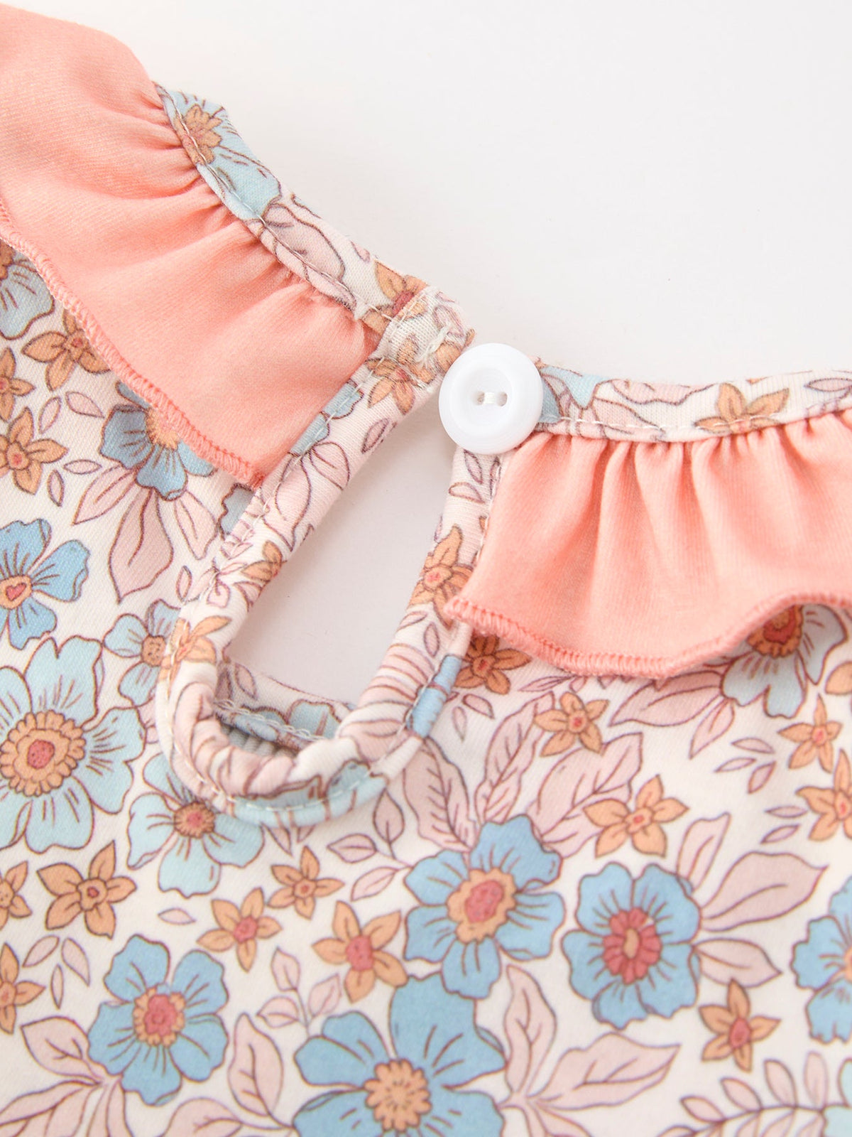 Floral Smocked Ruffle Neck Dress