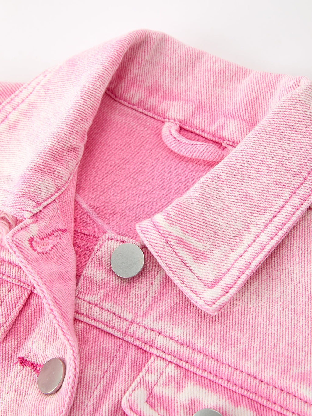 Pink Denim Jacket with Lace Bow Back
