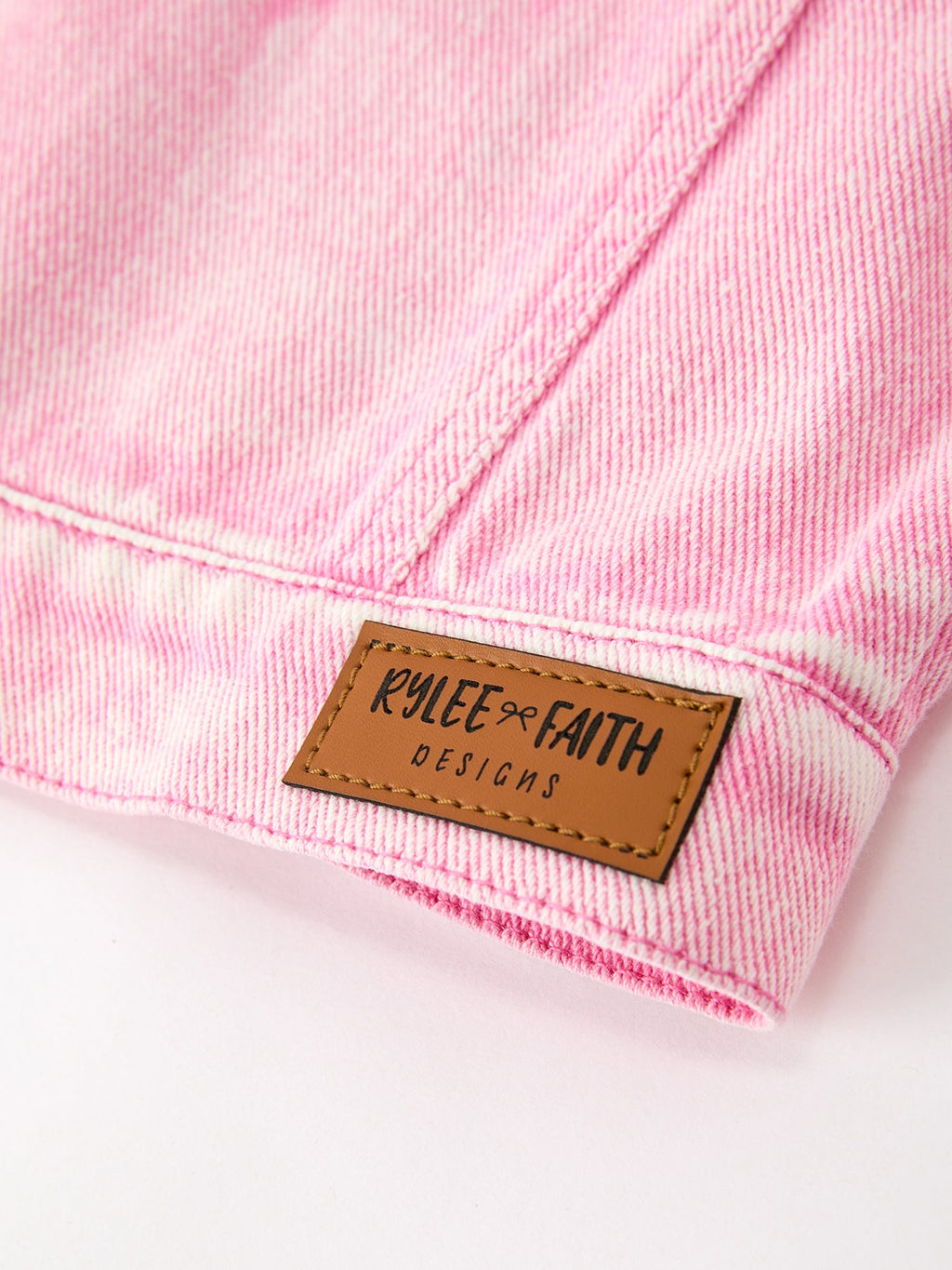 Pink Denim Jacket with Lace Bow Back