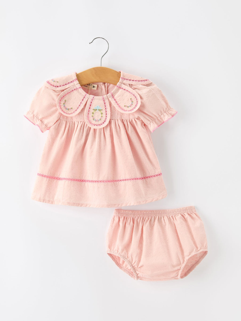 Peach Floral Embroidered Bloomer Set