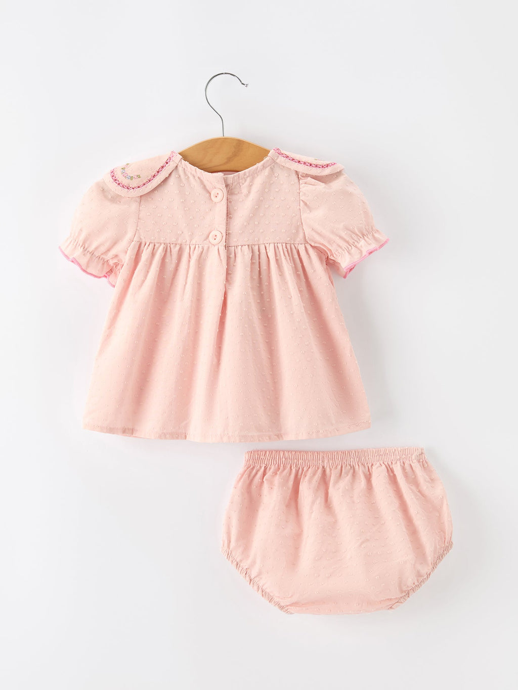 Peach Floral Embroidered Bloomer Set