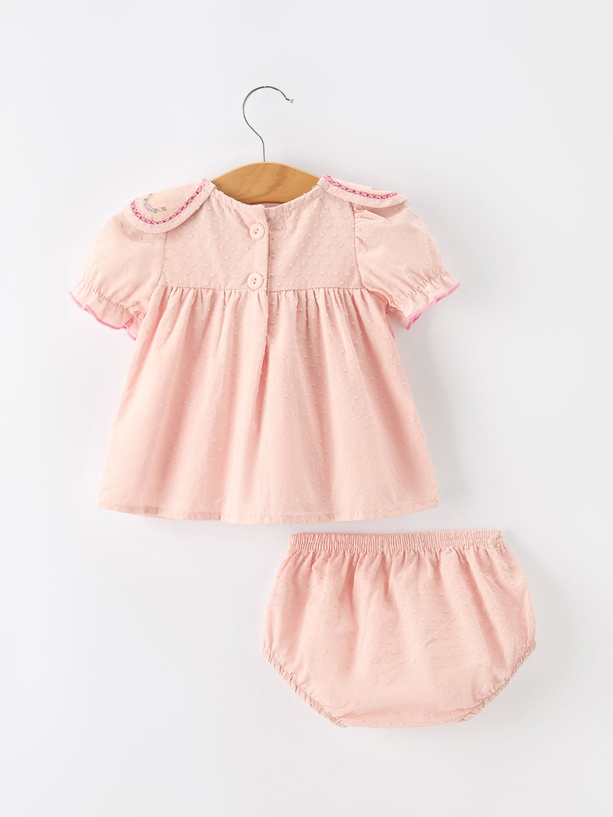 Peach Floral Embroidered Bloomer Set