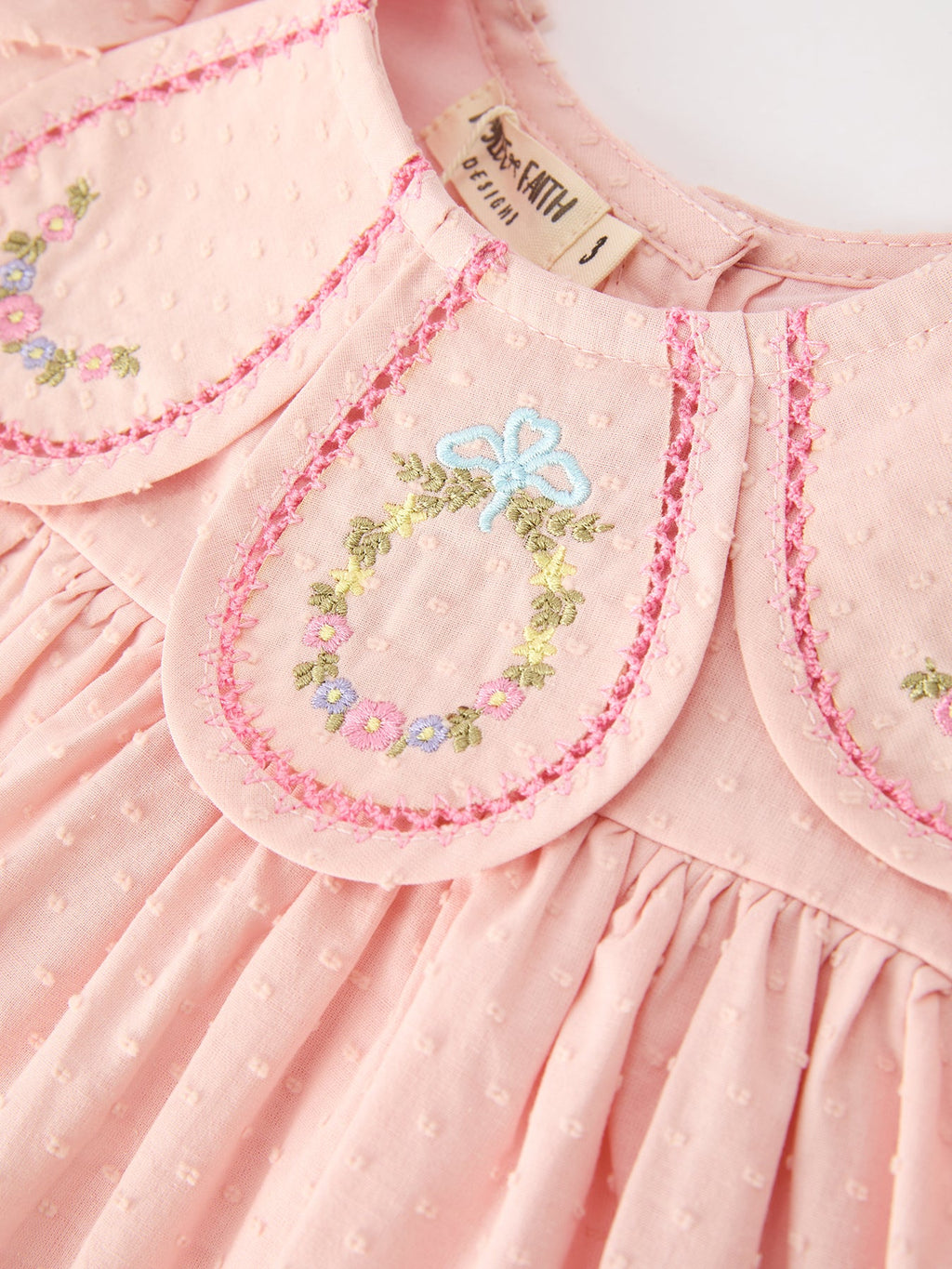 Peach Floral Embroidered Dress