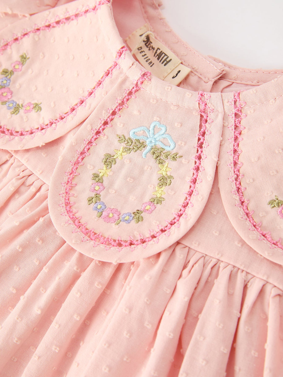 Peach Floral Embroidered Dress
