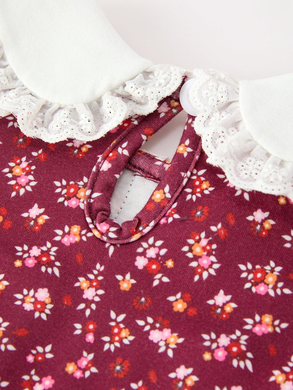 Burgundy Floral Smocked Dress