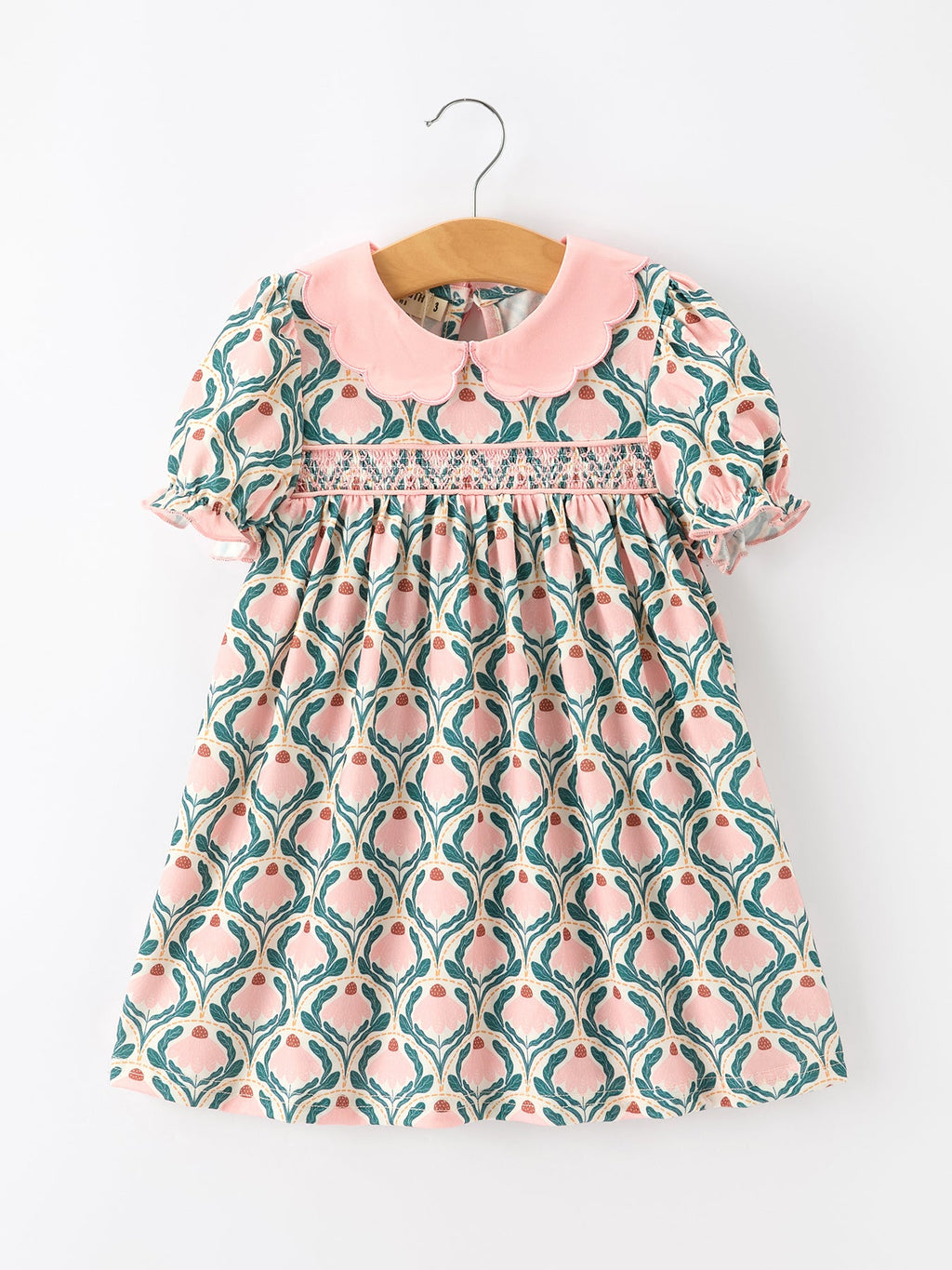 Geometric Floral Smocked Dress