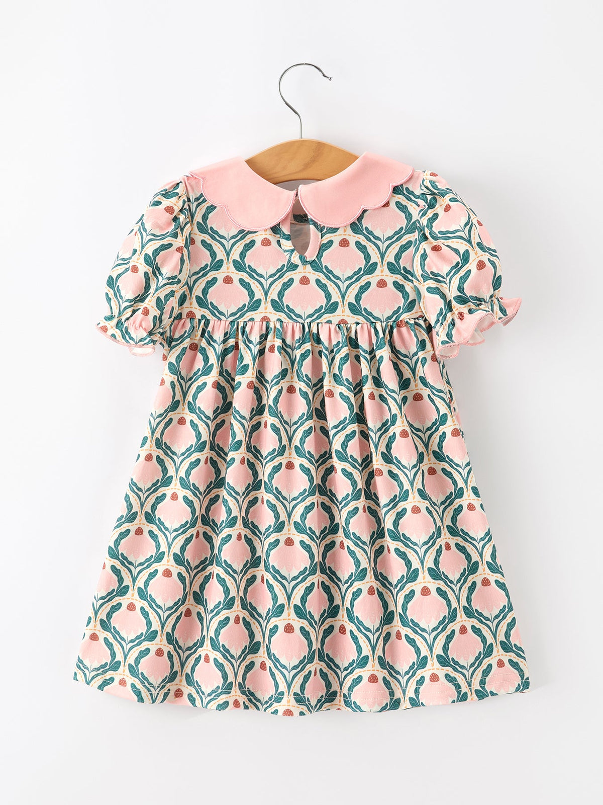 Geometric Floral Smocked Dress