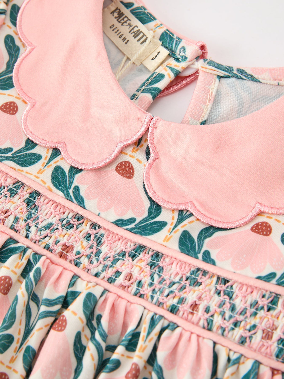 Geometric Floral Smocked Dress