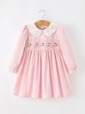 Pink Smocked Girls Corduroy Dress