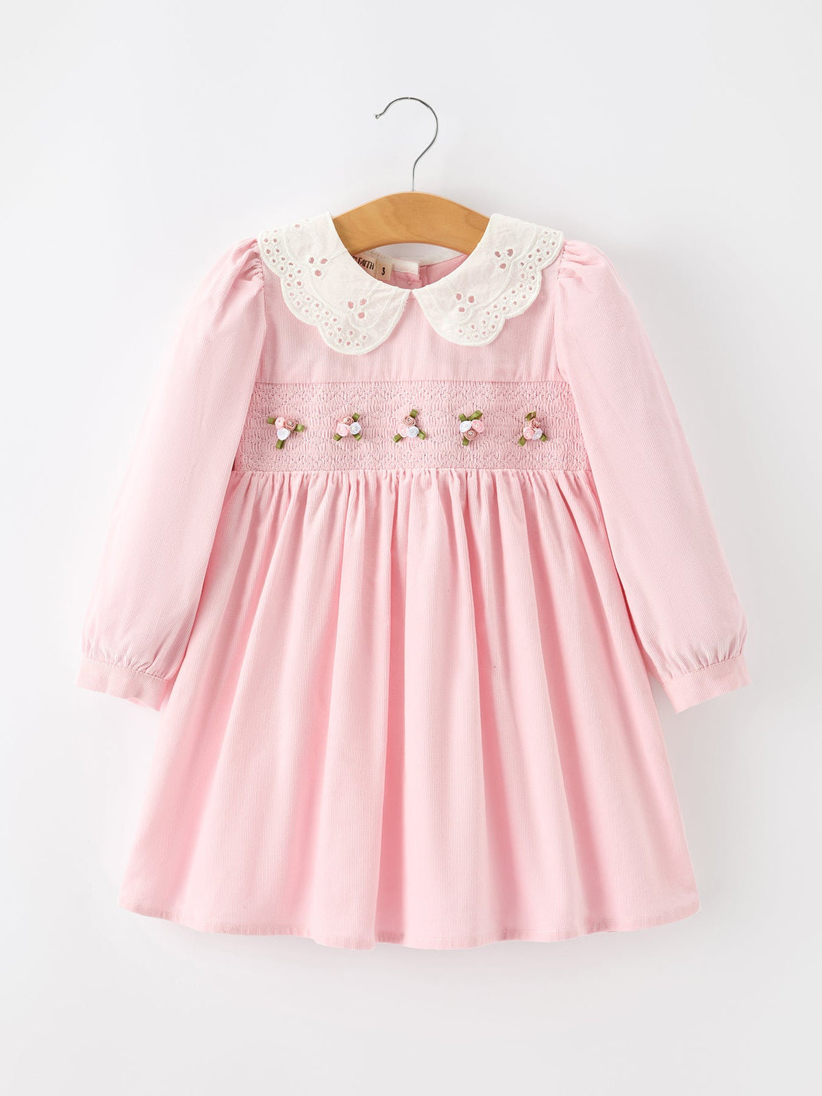 Pink Smocked Girls Corduroy Dress
