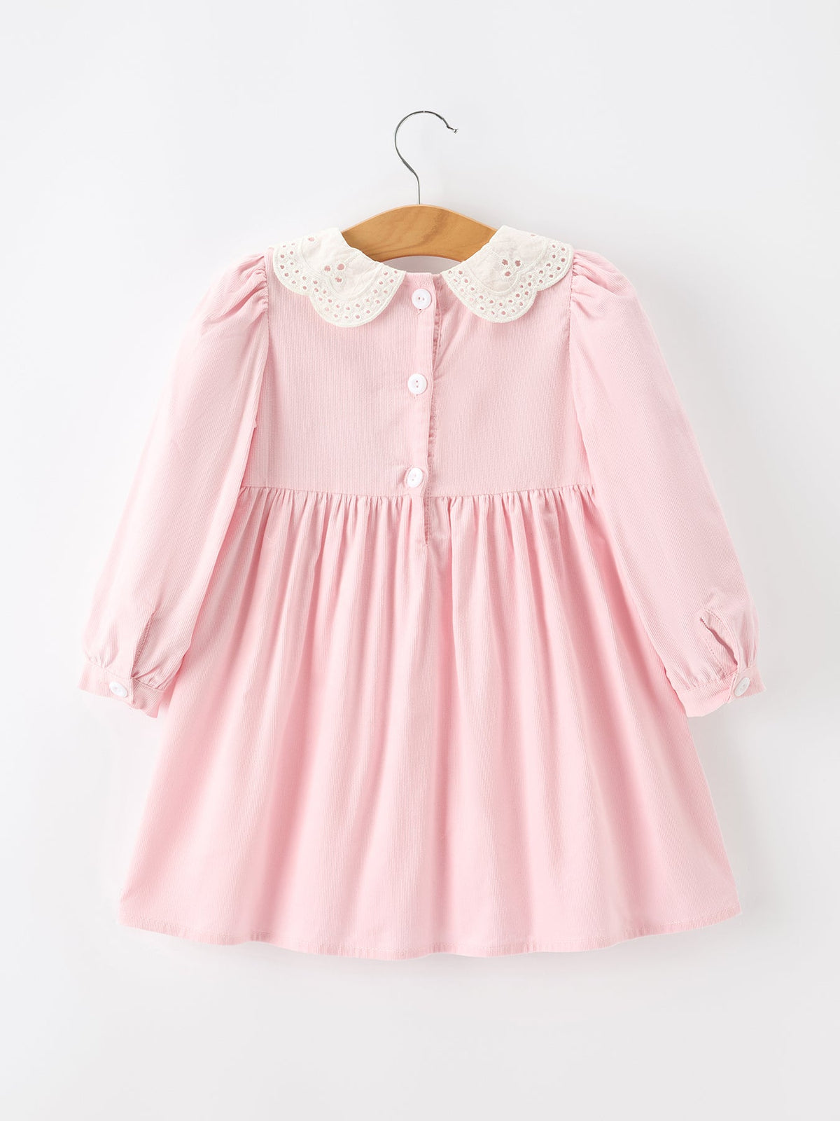 Pink Smocked Girls Corduroy Dress