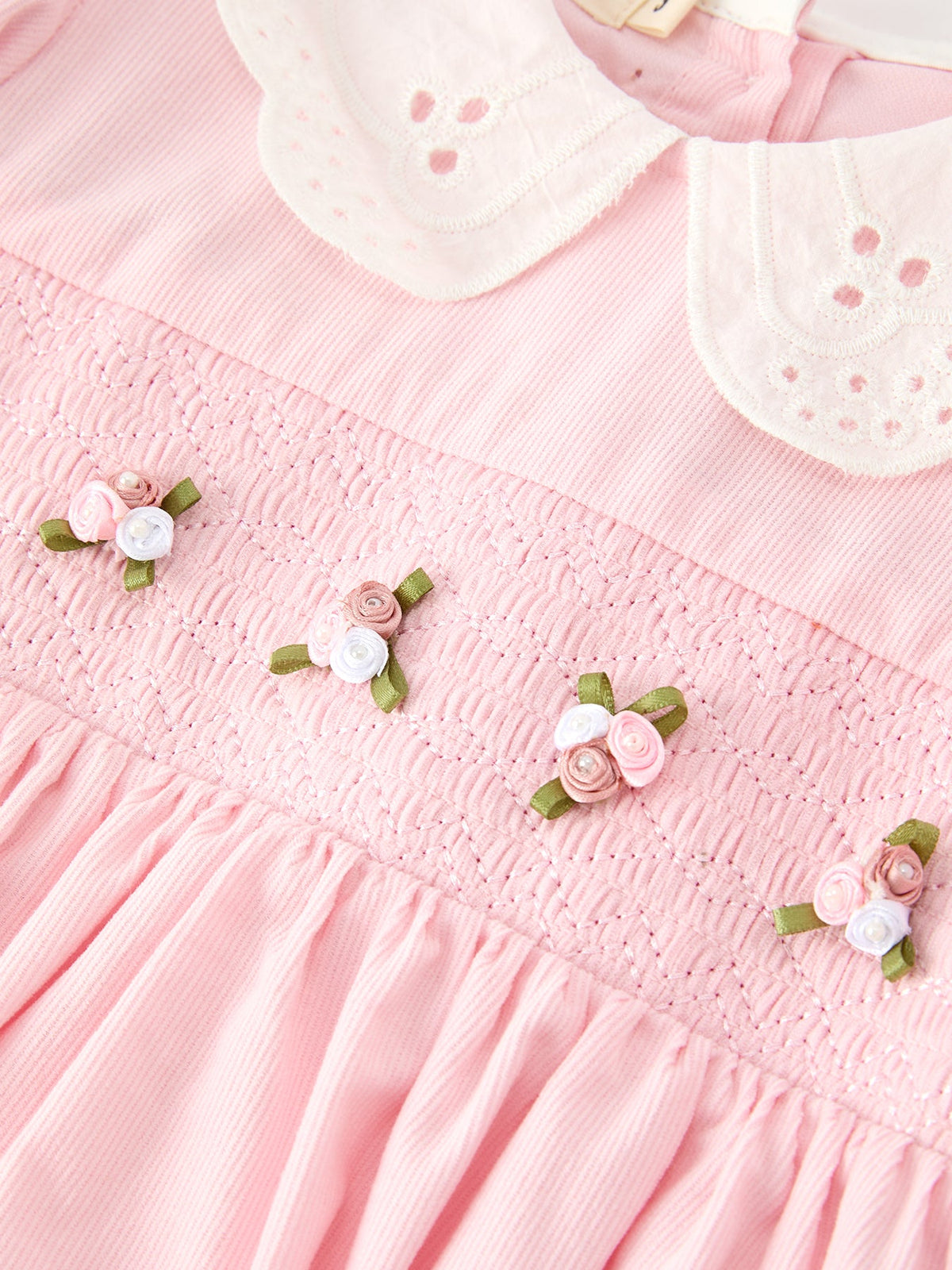Pink Smocked Girls Corduroy Dress