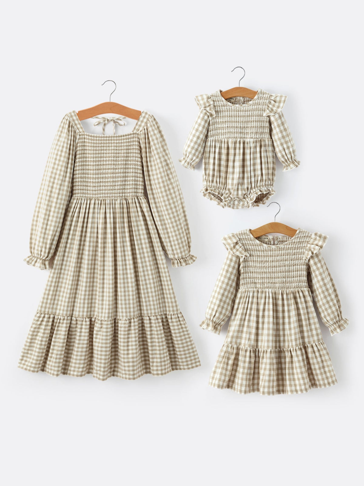 Mommy & Me Plaid Dresses & Baby Bubble