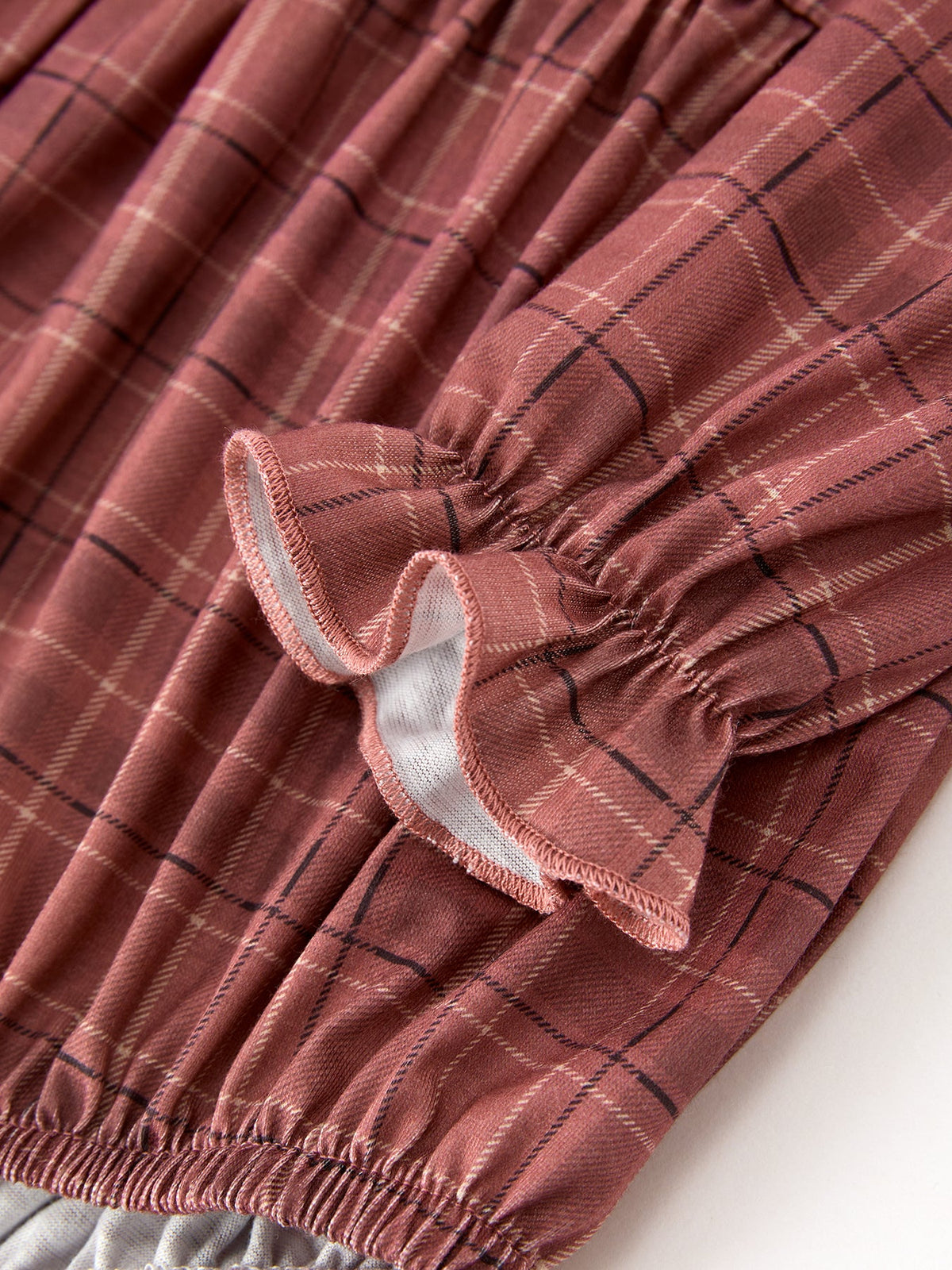 Brown Plaid Lace Trim Romper