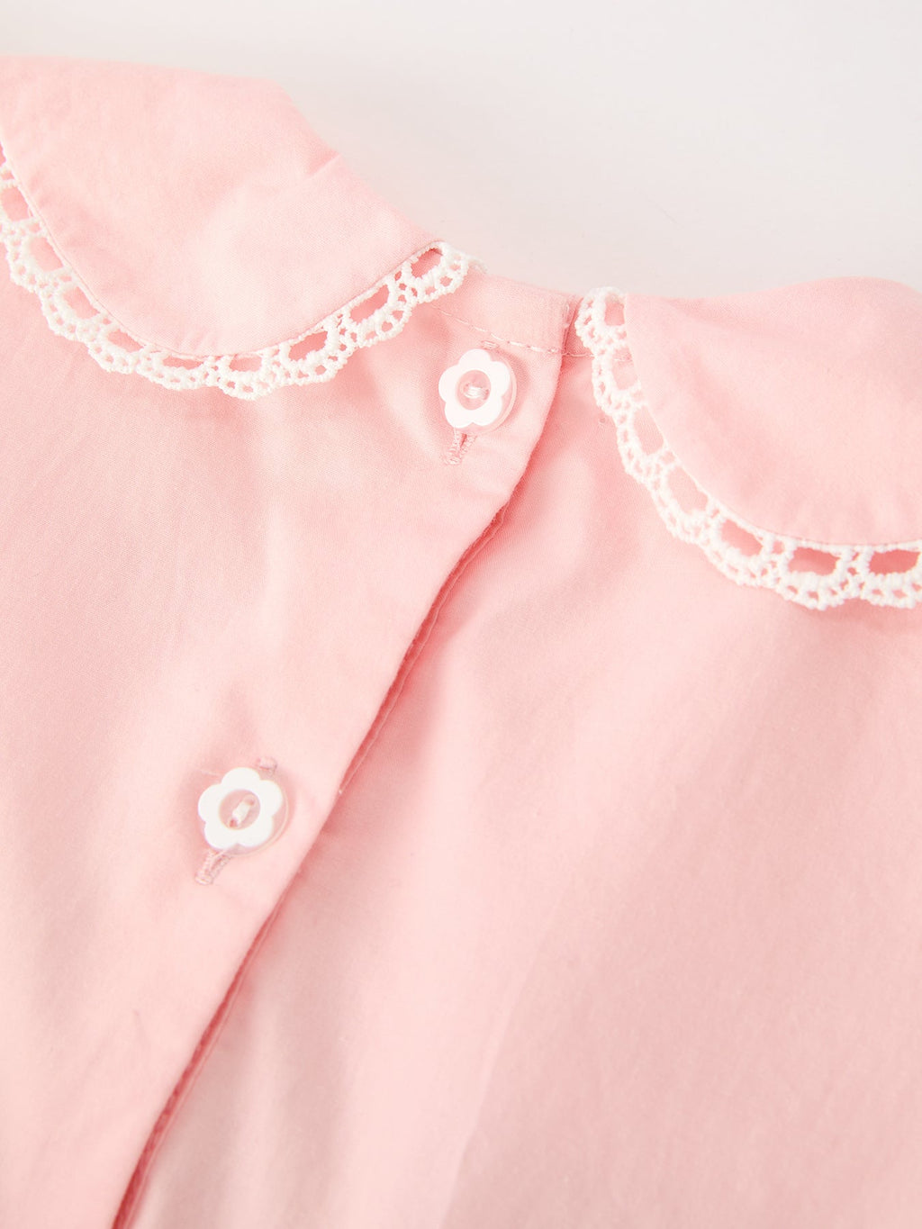 Pink Floral Embroidered Smocked Peter Pan Collar Dress