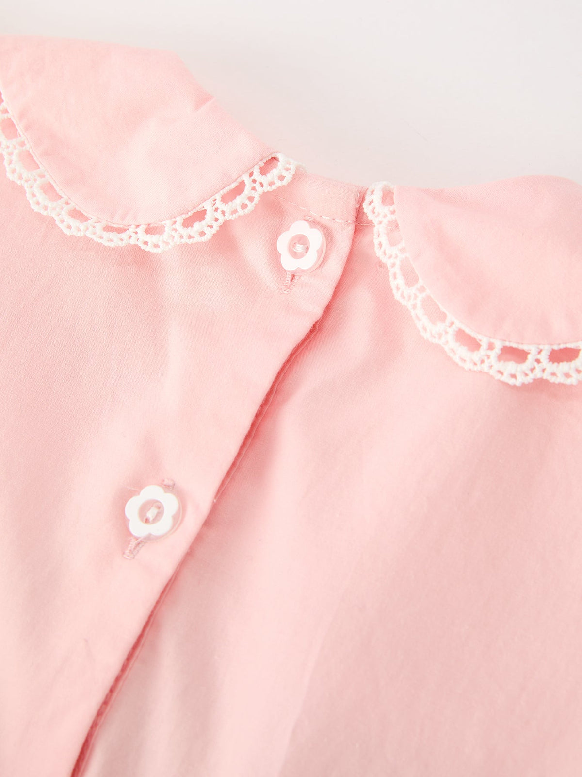 Pink Floral Embroidered Smocked Peter Pan Collar Dress
