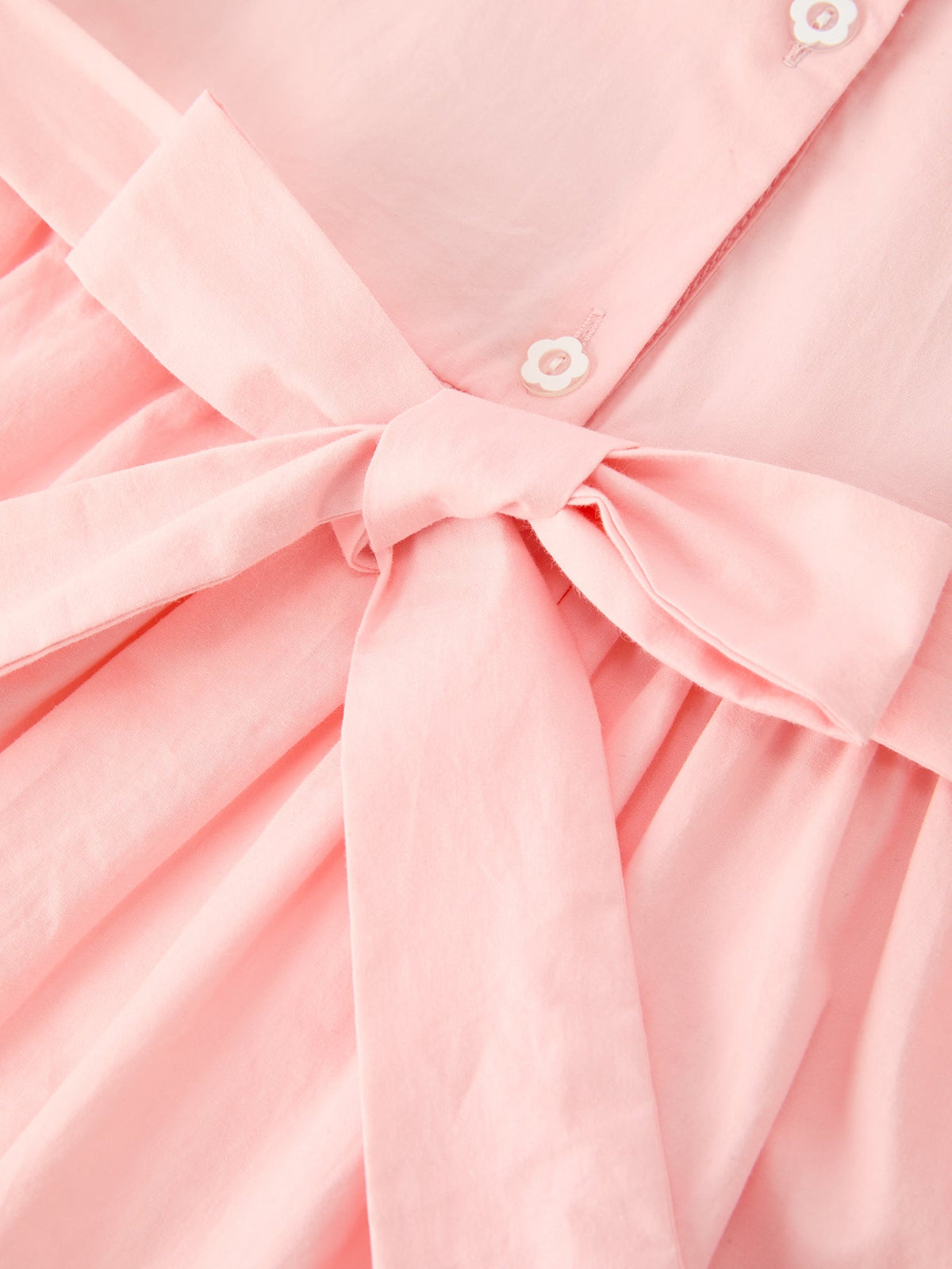 Pink Floral Embroidered Smocked Peter Pan Collar Dress
