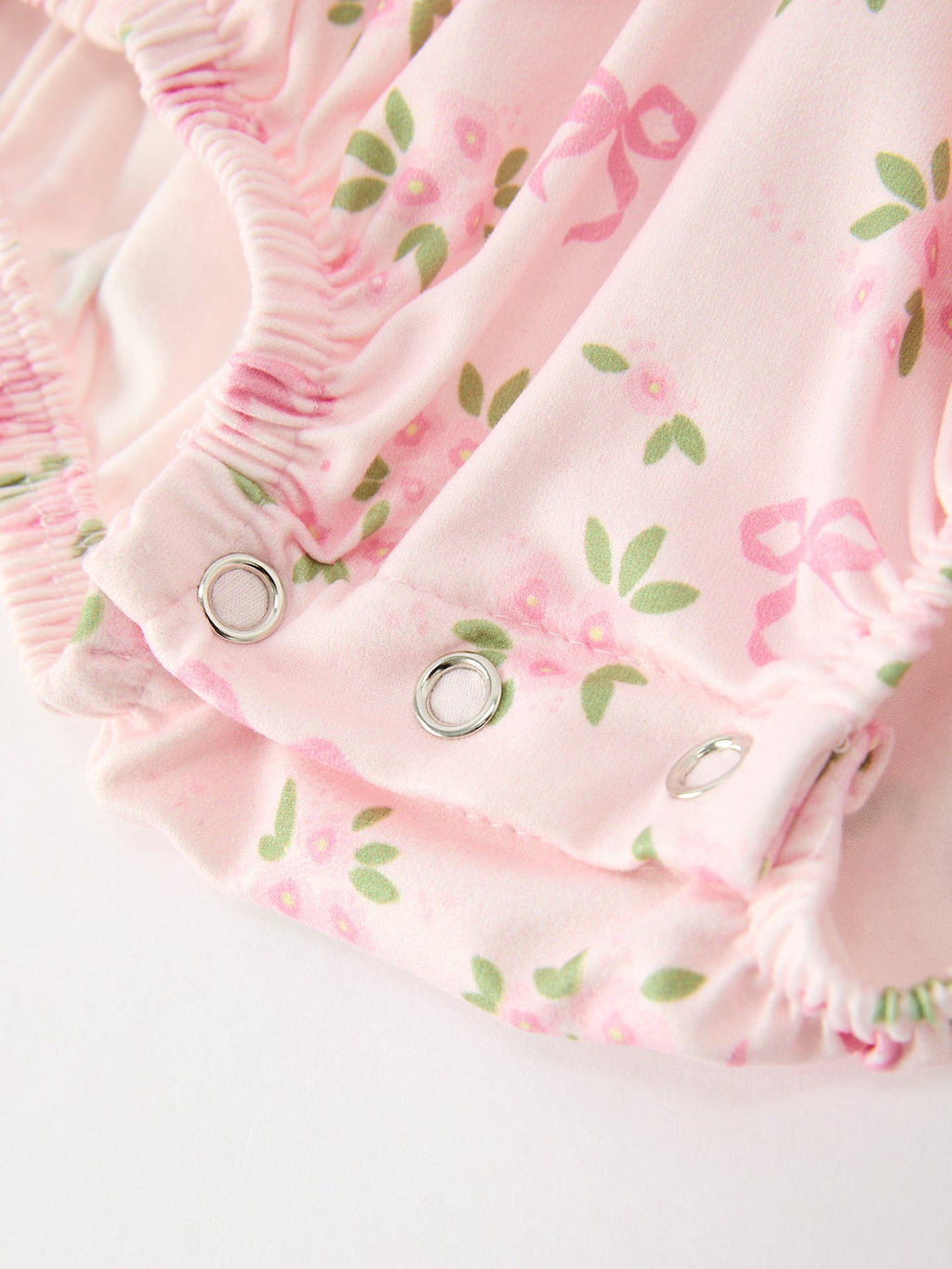 Pink Floral Embroidered Collar Smocked Romper