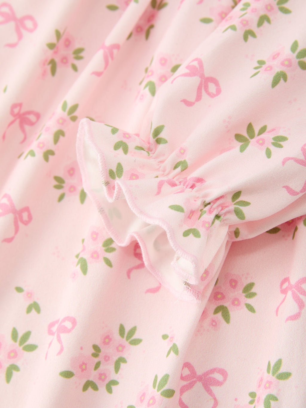 Pink Floral Embroidered Collar Smocked Dress