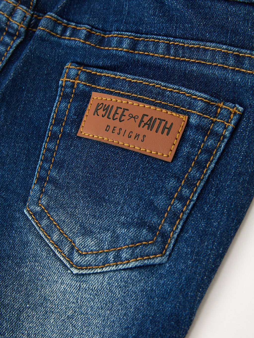 Floral Appliqué Denim Bell Bottom Jeans