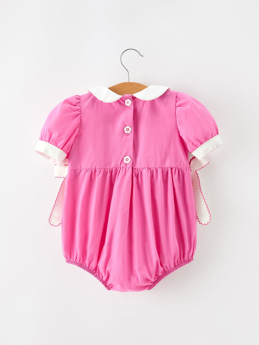Hot Pink Floral Smocked Bow Bubble Romper