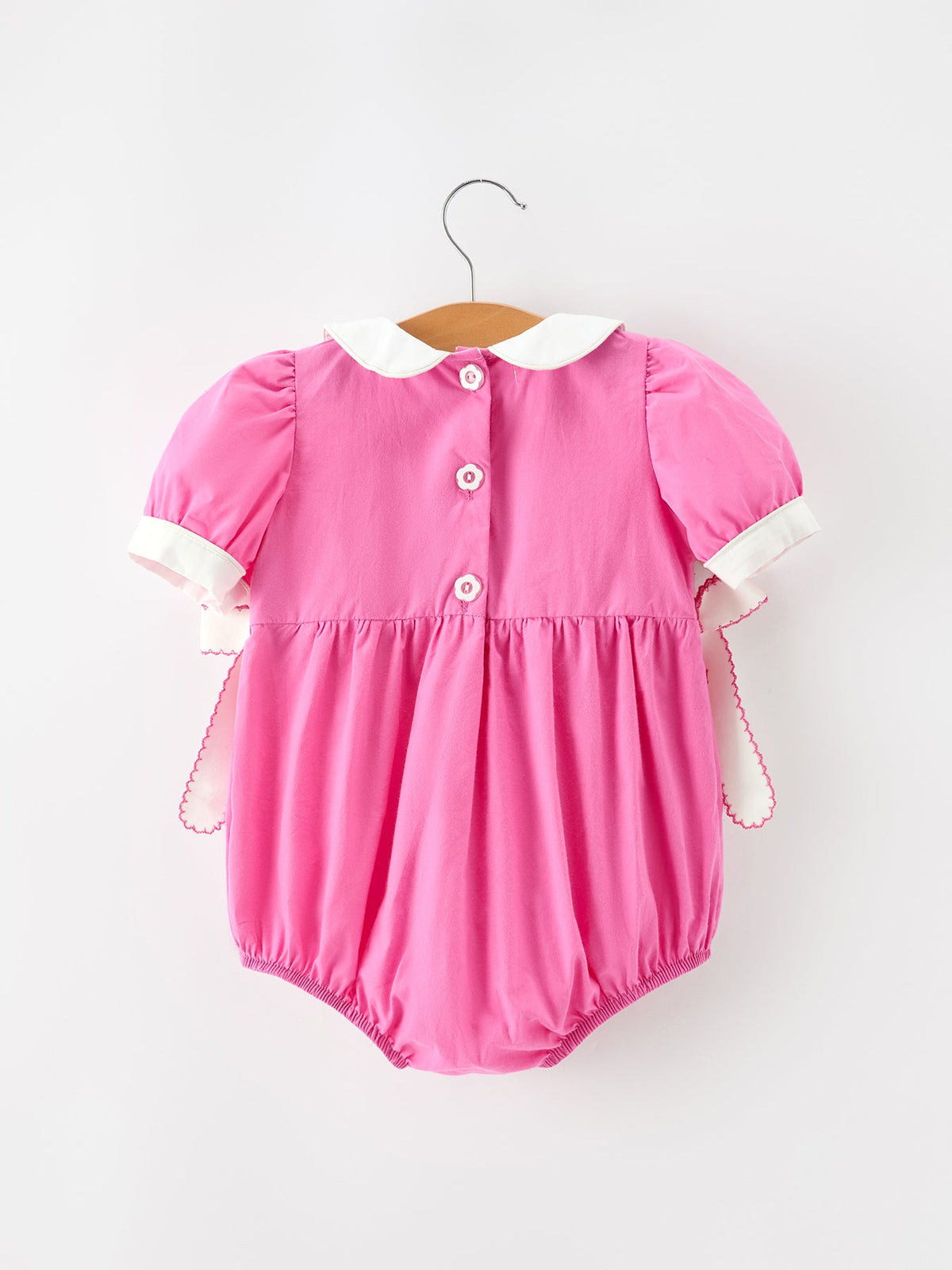 Hot Pink Floral Smocked Bow Bubble Romper