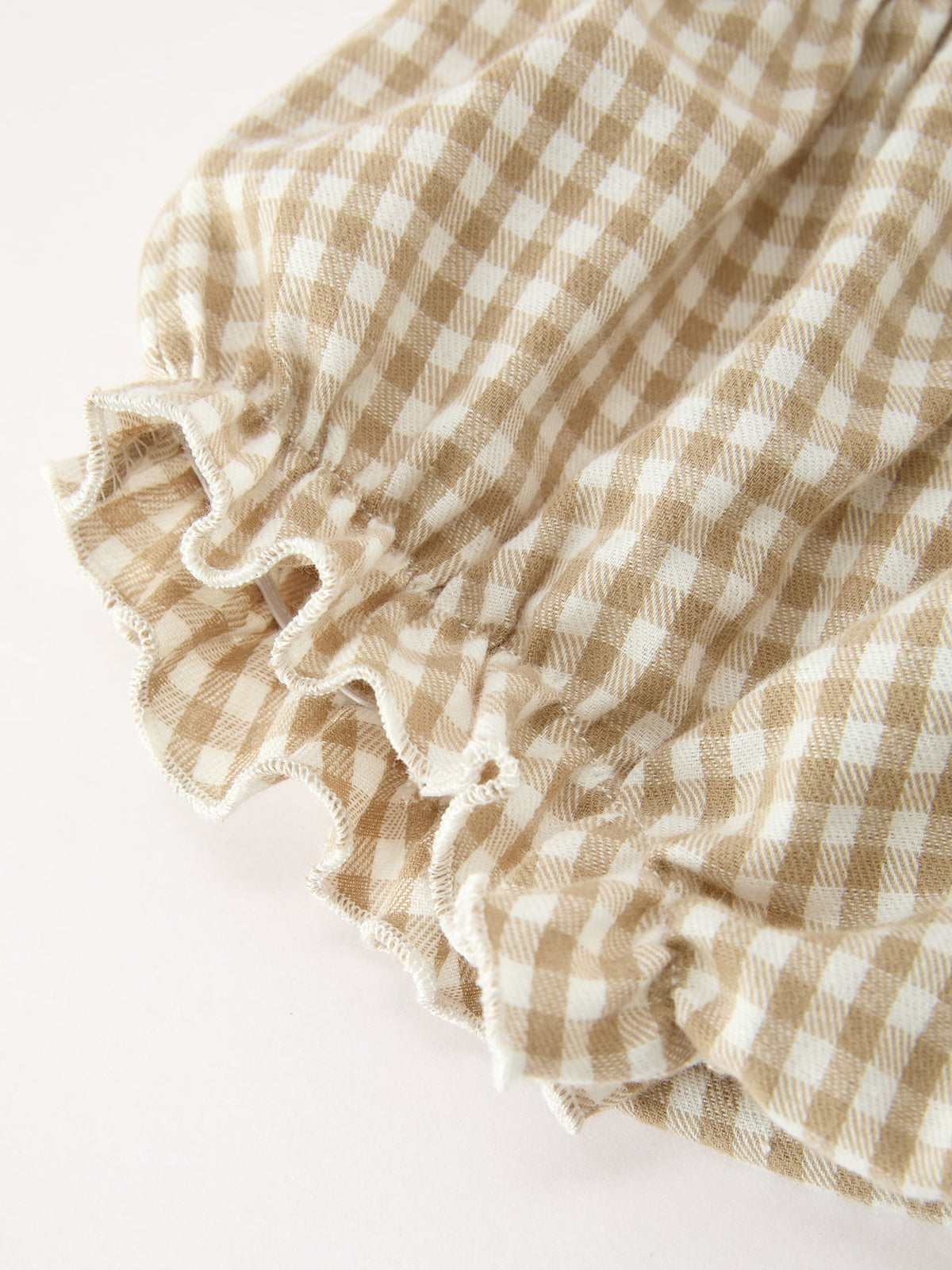 Khaki Plaid Floral Embroidered Bloomer Set