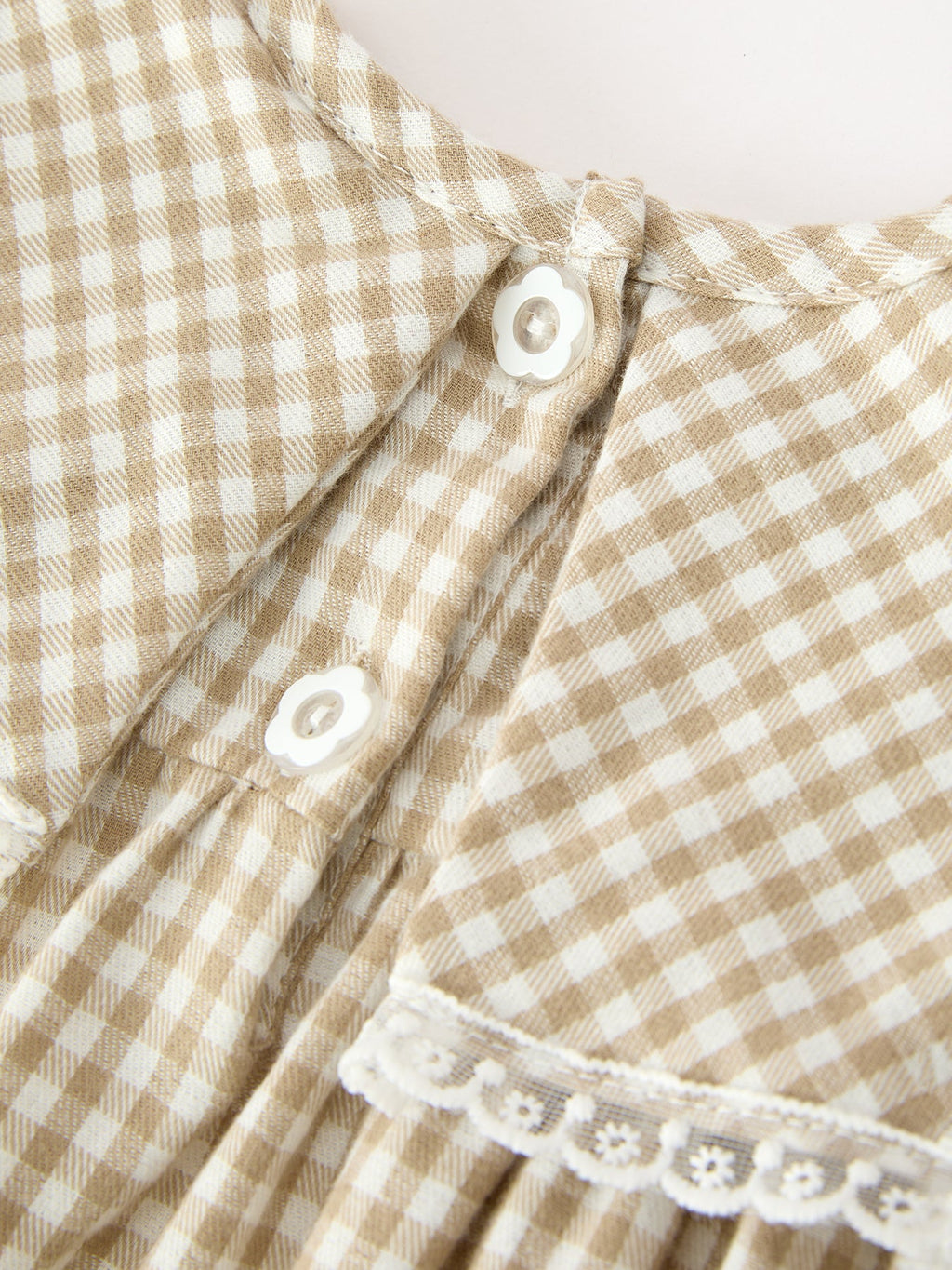 Khaki Plaid Floral Embroidered Bloomer Set