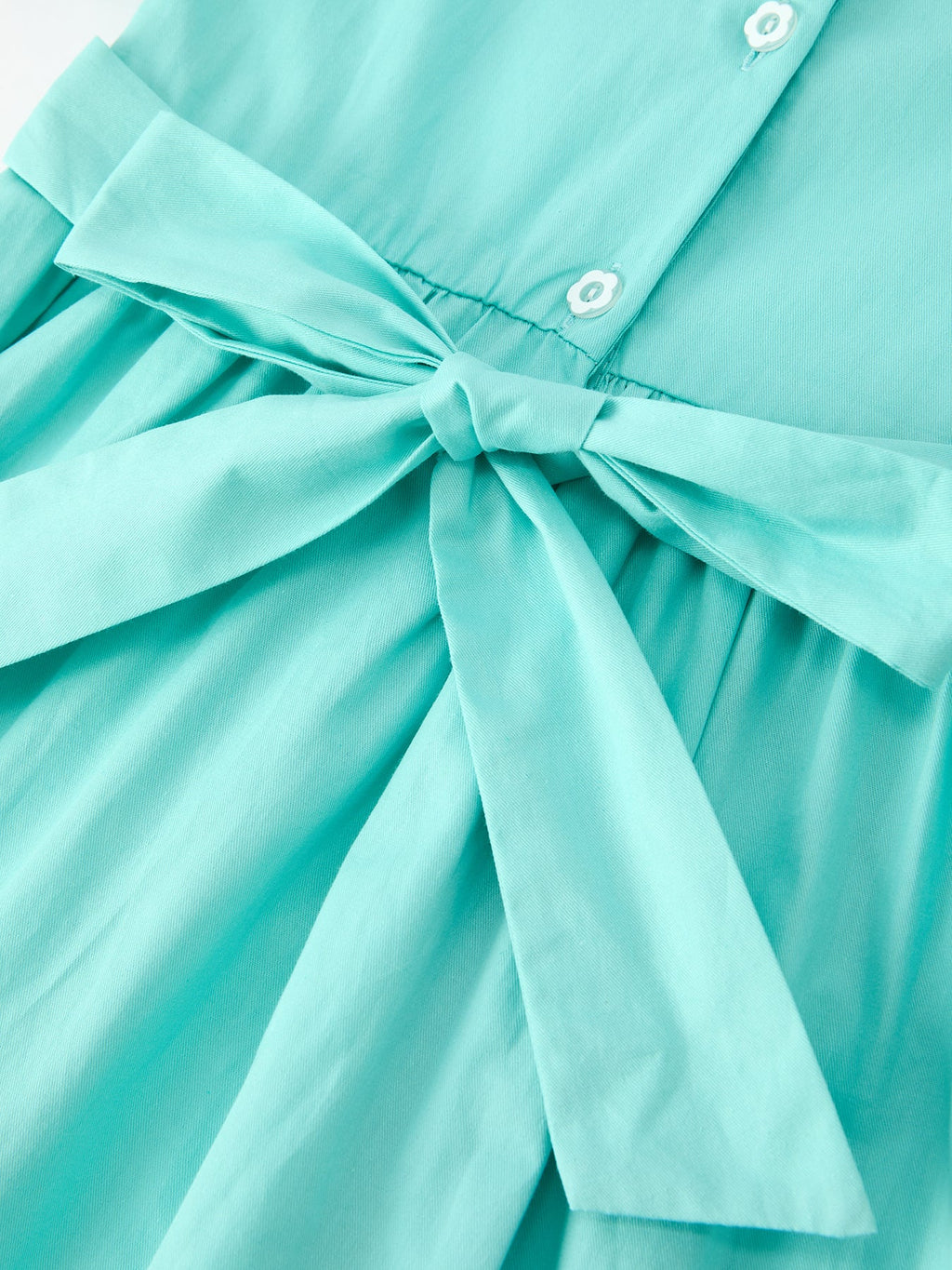 Aqua Floral Embroidered Smocked Dress