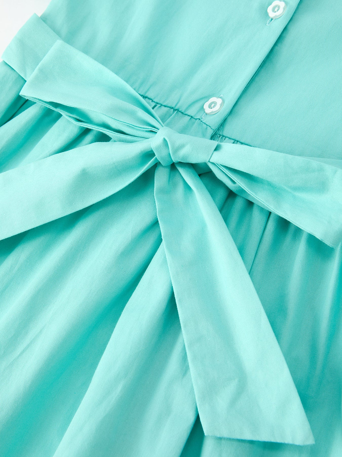 Aqua Floral Embroidered Smocked Dress