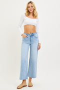 Wrenley Tummy Control High Rise Crop Wide Leg Jeans