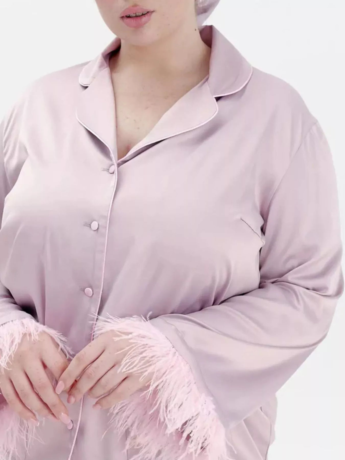 Silky Button Up Top and Pants Lounge Set