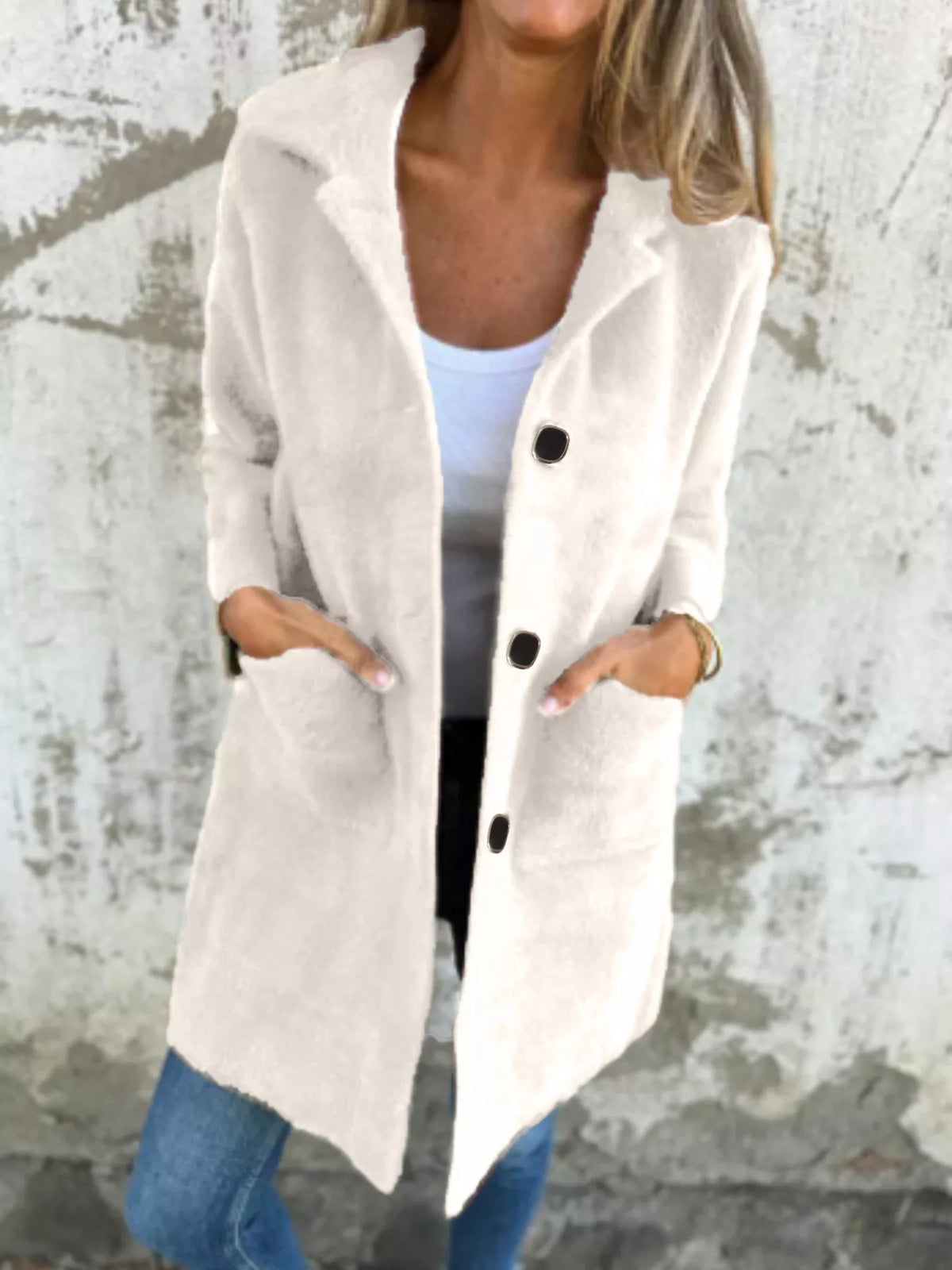 Full Size Button-Down Long Sleeve Longline Coat