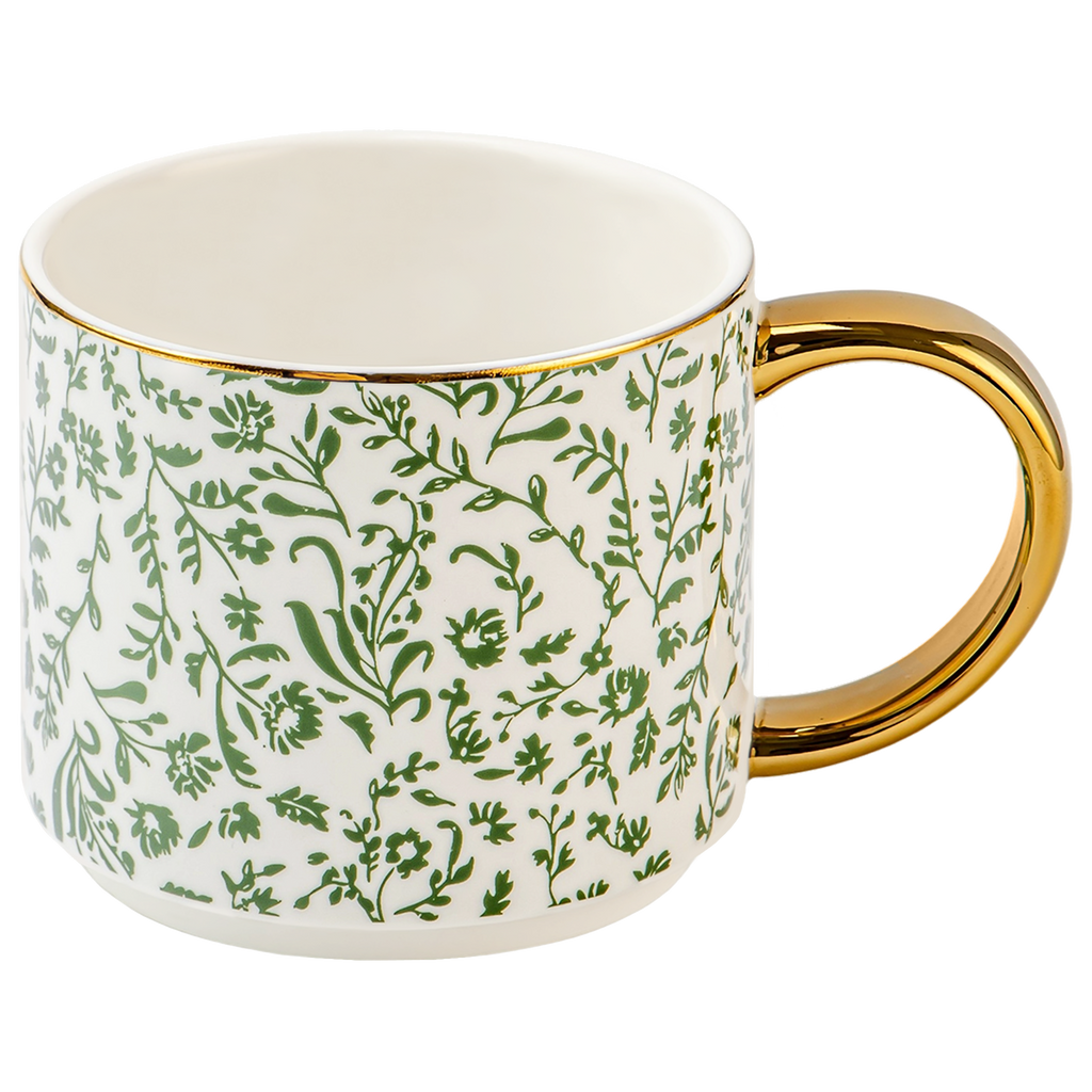 Green Floral Coffee Mug