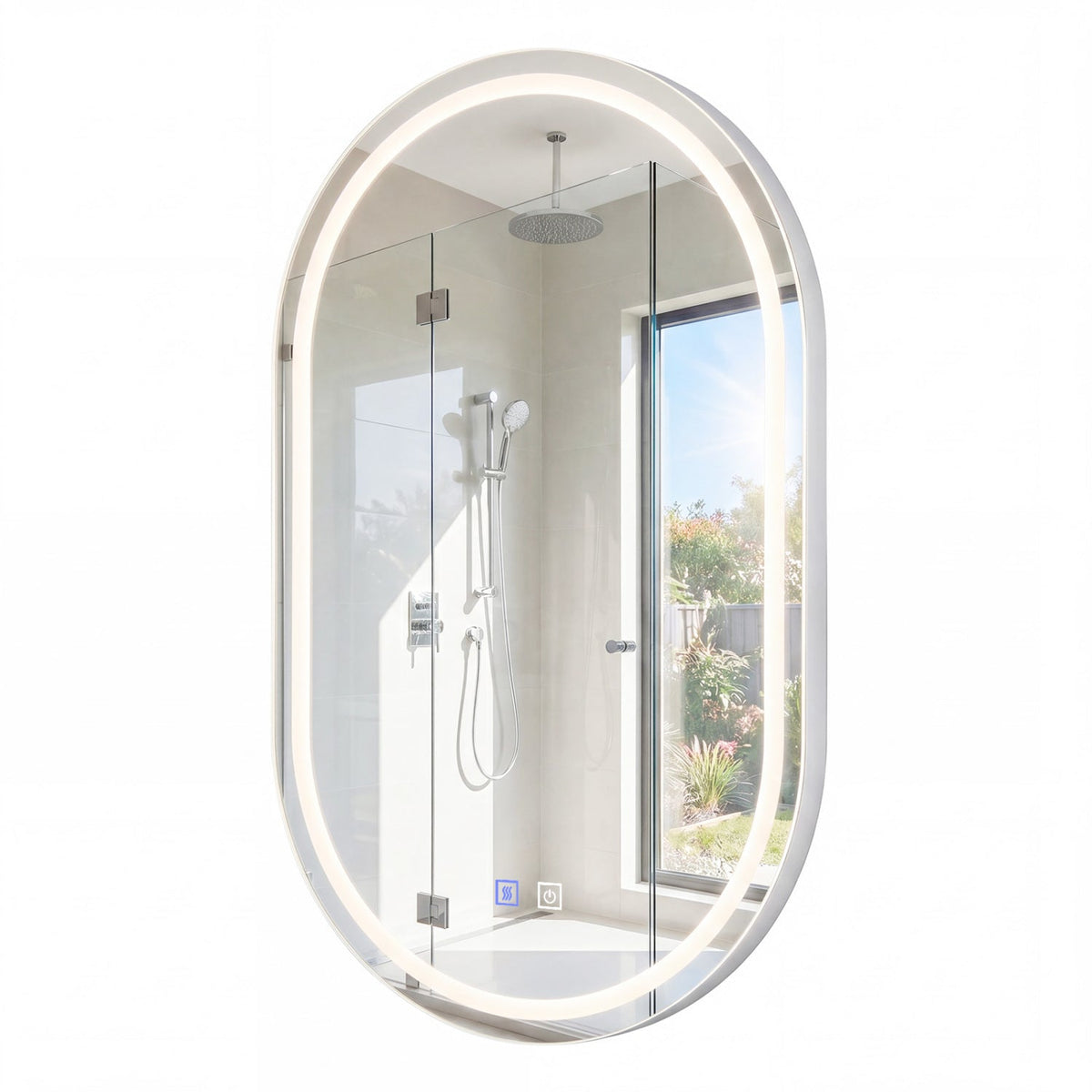 Oval LED Bathroom Mirror with Dimming & Defogger