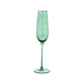 Kadra Kitchenware Vikko Decor VD-P8-GR Champagne Flute Glass, 8.5 oz, Green with Gold Rim Case of 24