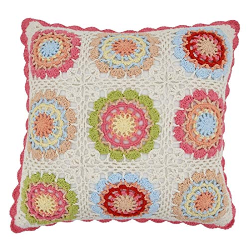 Pastel Crochet Tiles Throw Pillow