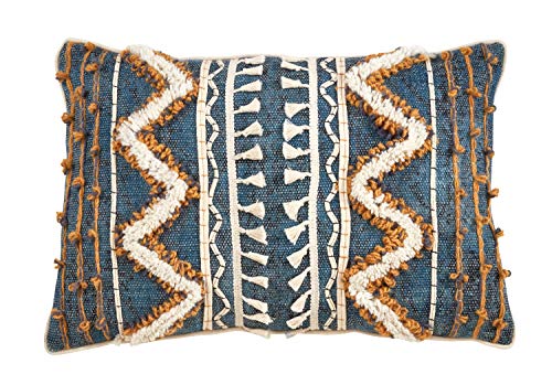 Bohemian Block Print Tufted Throw Pillow