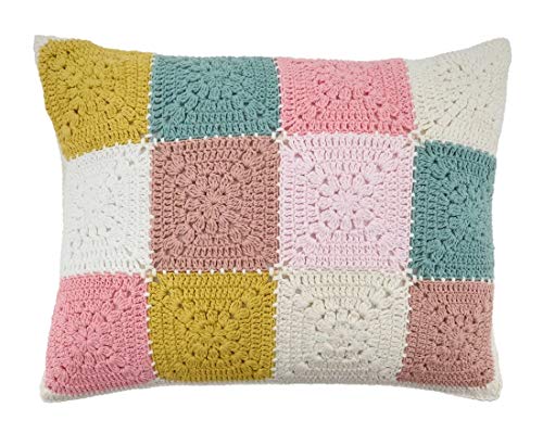 Pastel Crochet Tiles Throw Pillow