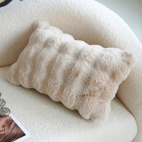 Faux Fur Throw Pillow  – Ivory