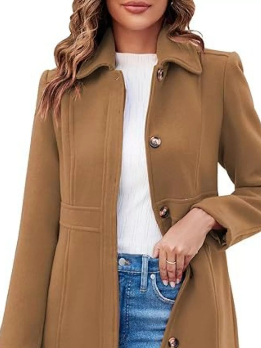 Button-Down Wool Blend Coat