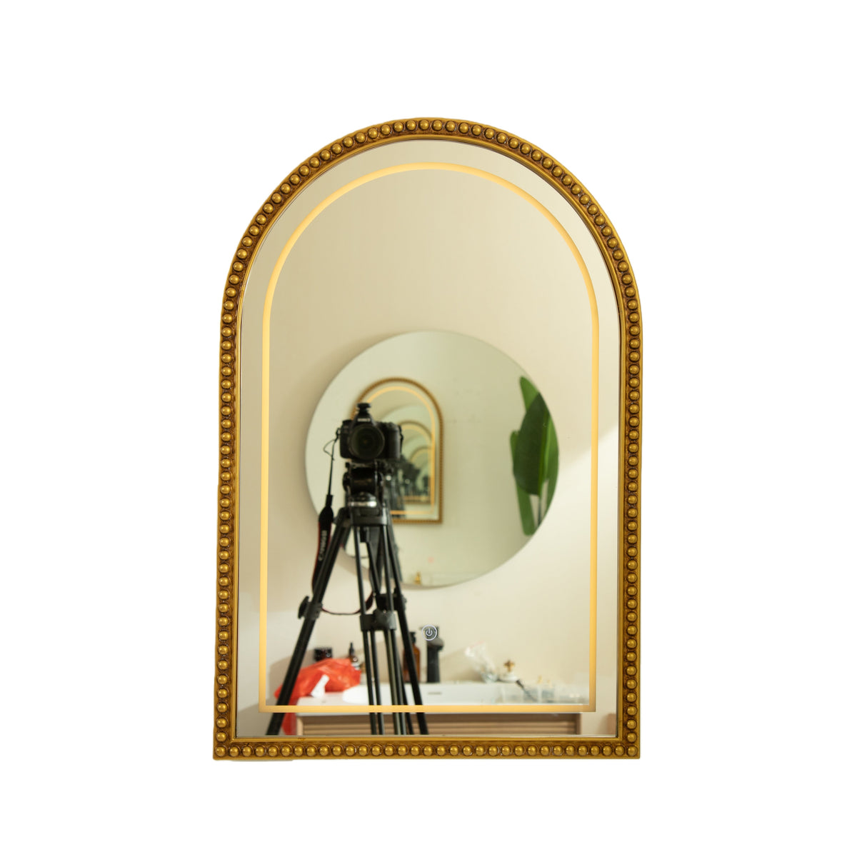 20'' Avri Mirror - Golden Beaded Arch-shaped Decorative Mirror